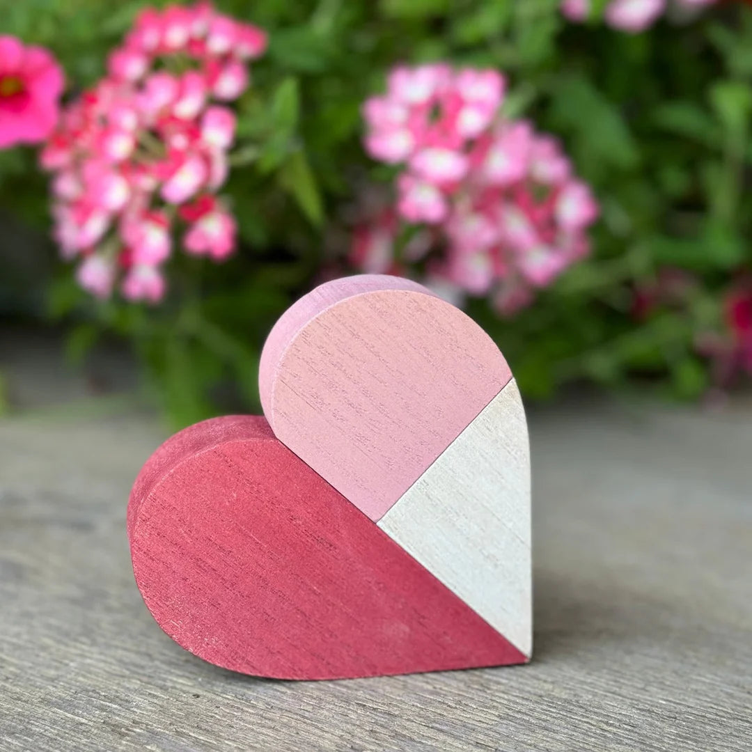 Red White & Pink Plank Heart