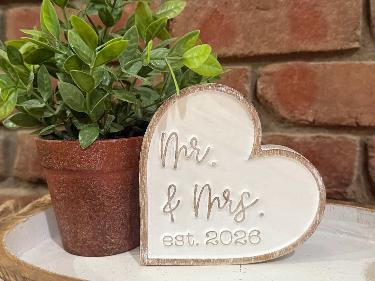 Mr &amp; Mrs 2026 Carved Heart