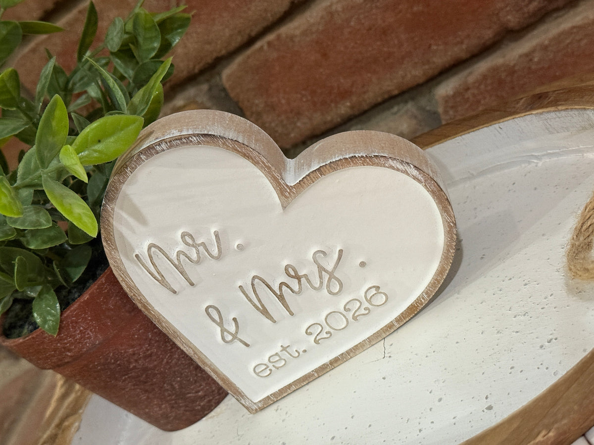 Mr &amp; Mrs 2026 Carved Heart