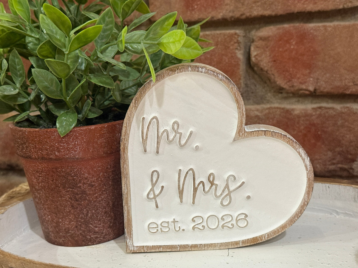 Mr &amp; Mrs 2026 Carved Heart