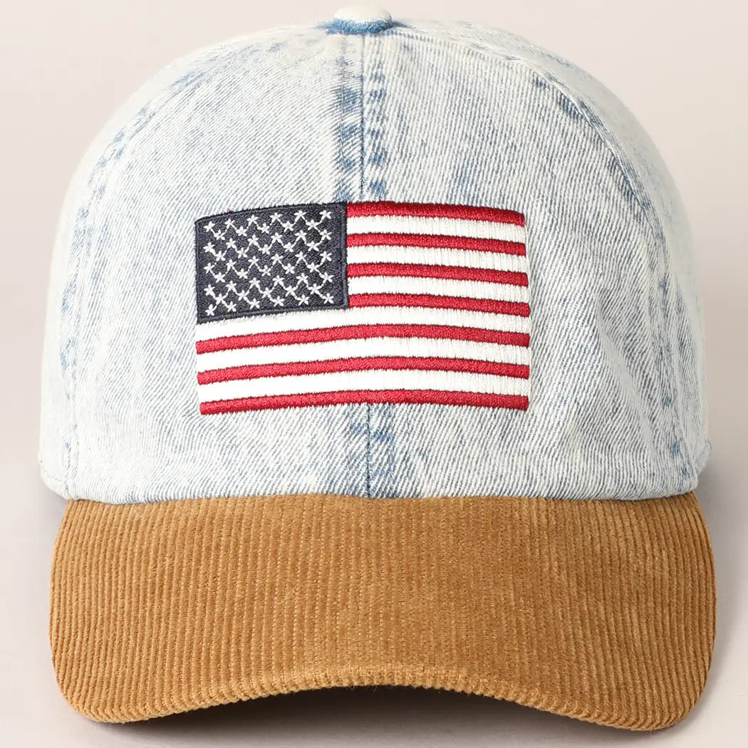 US Flag Two Tone Baseball Cap