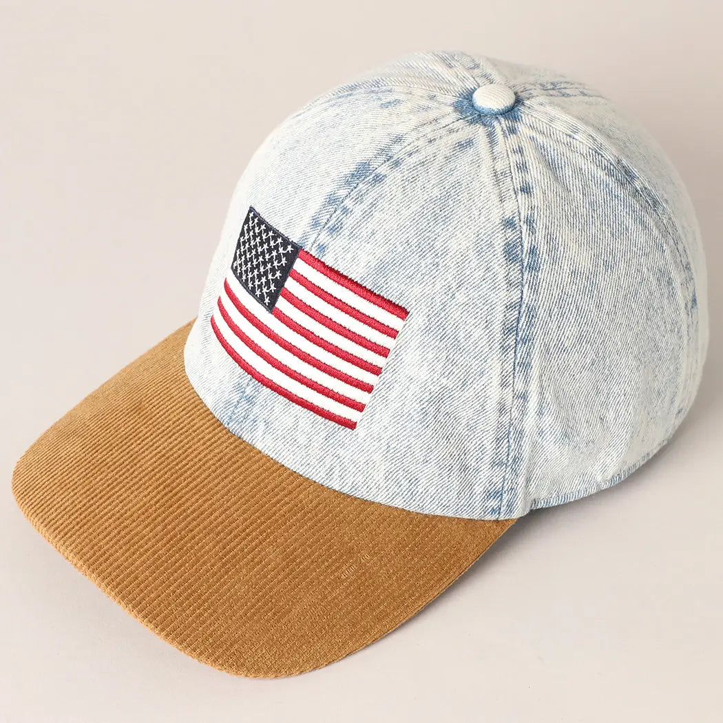 US Flag Two Tone Baseball Cap