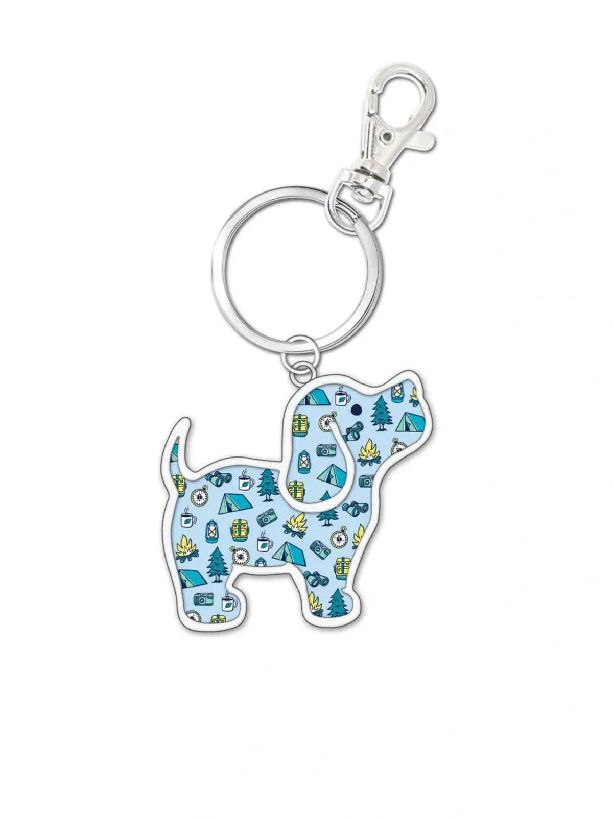Puppie Love Camping Pattern Pup Key Ring