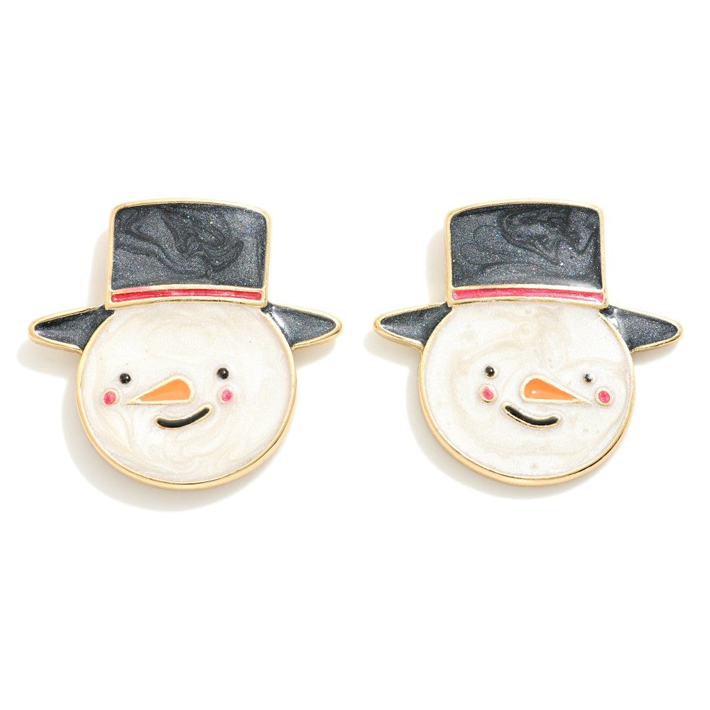 Enamel Snowman Earrings