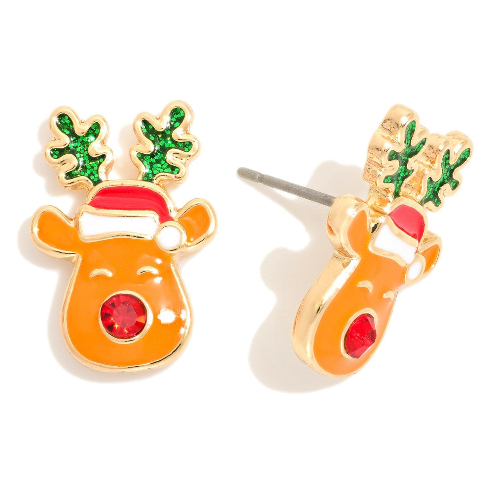 Enamel Reindeer Earrings