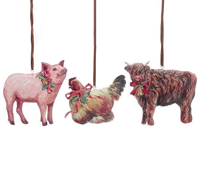 Festive Farm Tin Ornament - 3 Styles