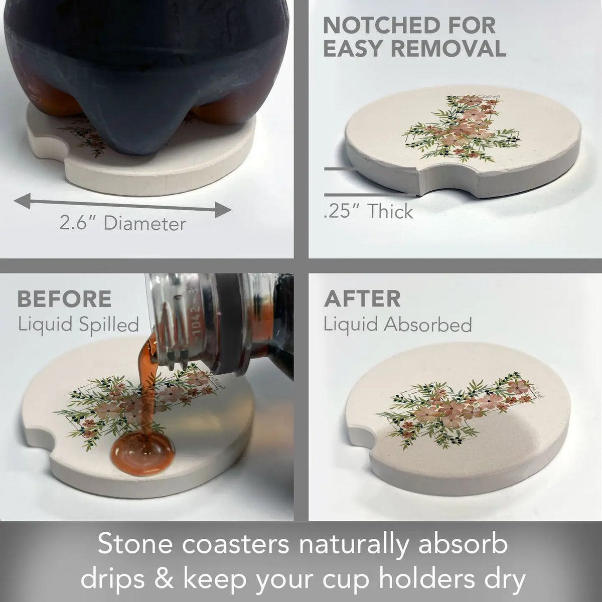 Floral Faith Cross Car Coaster