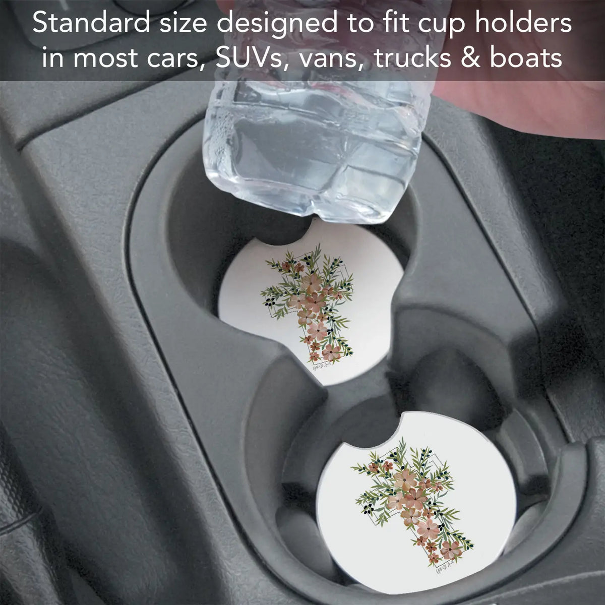 Floral Faith Cross Car Coaster