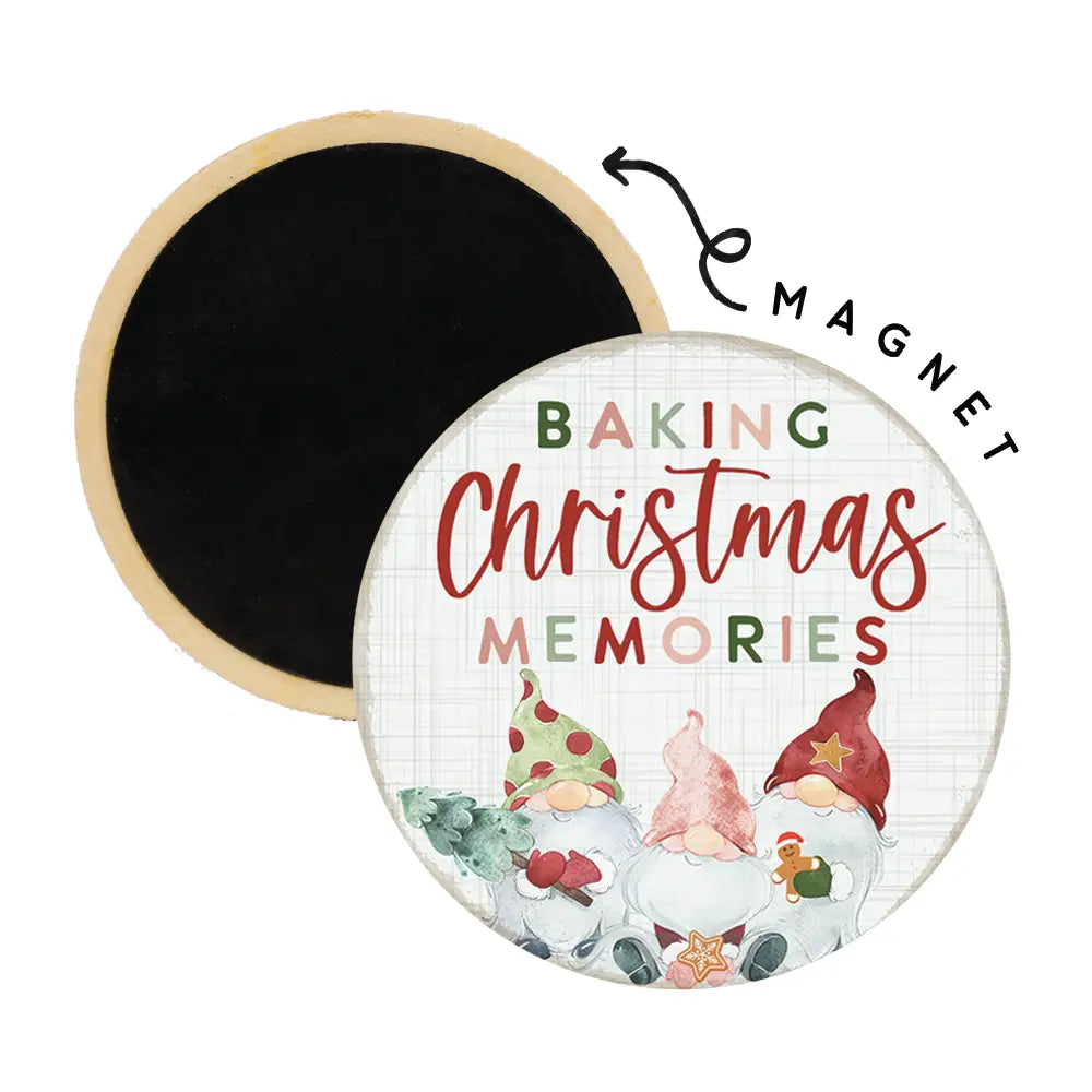 Baking Christmas Memories Gnomes Round Magnet