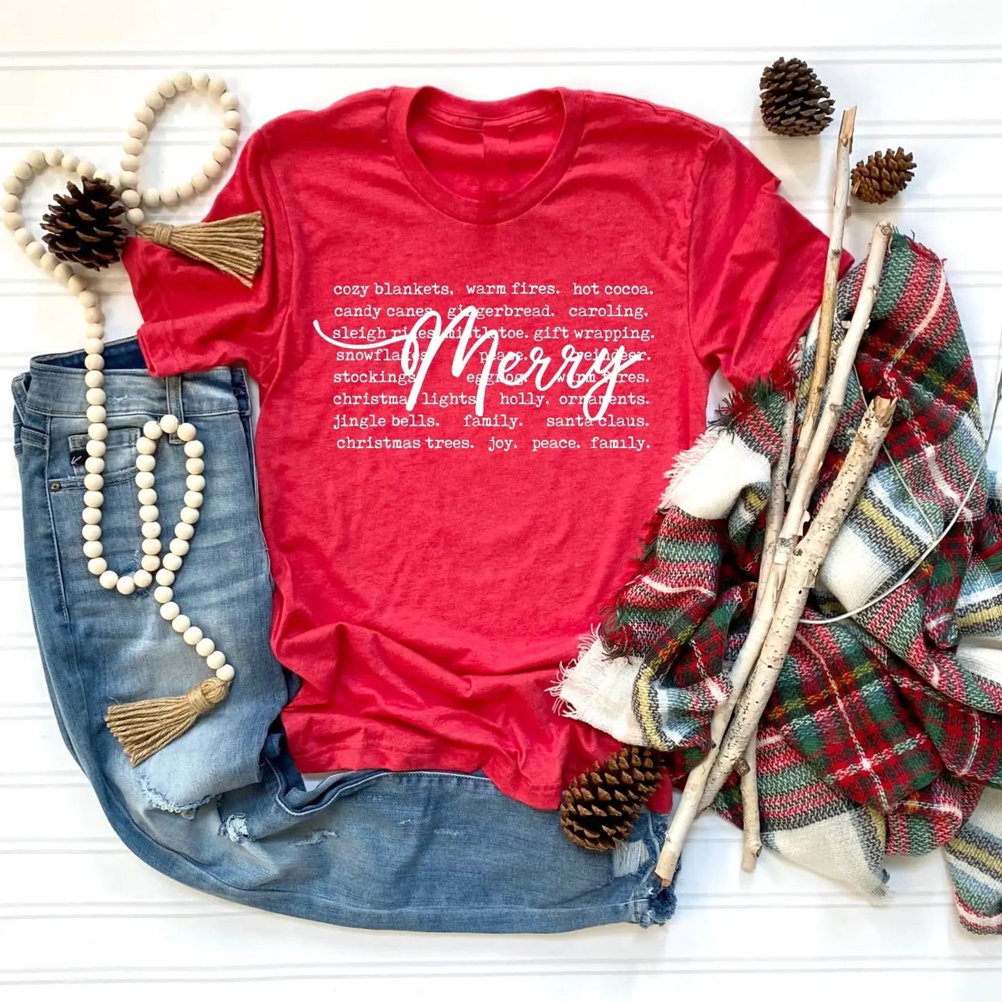 Merry Words Graphic Tee - Red