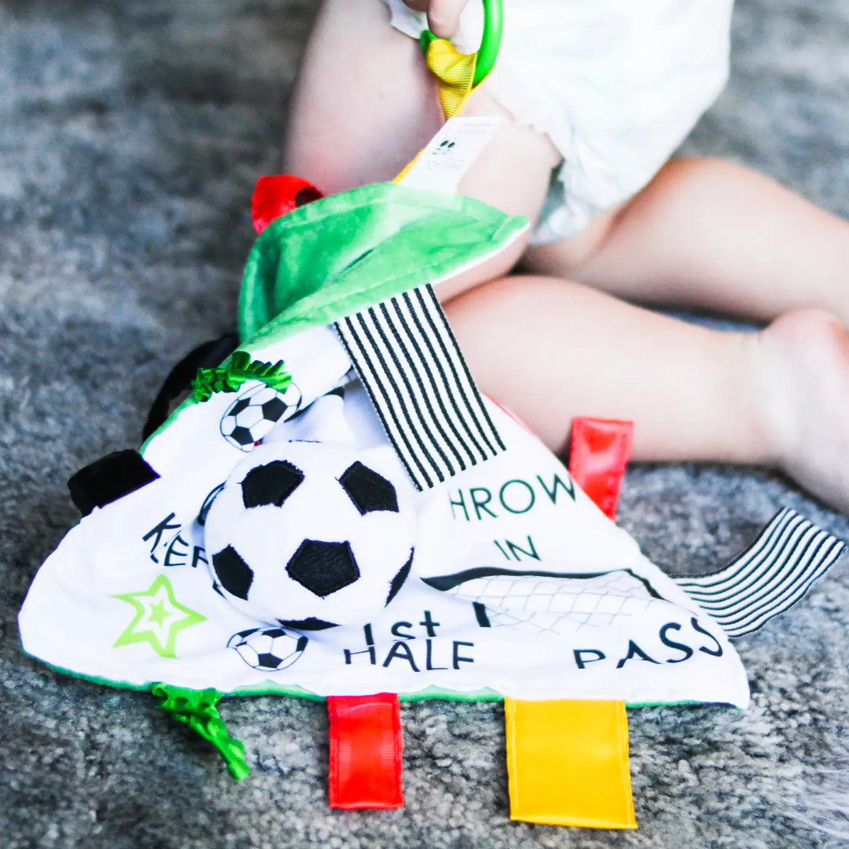 Soccer Ball Lovey Tag Stroller Toy