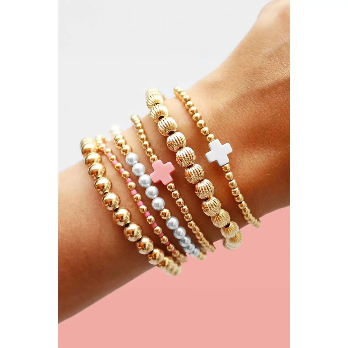 Cross Beaded Bracelet Set