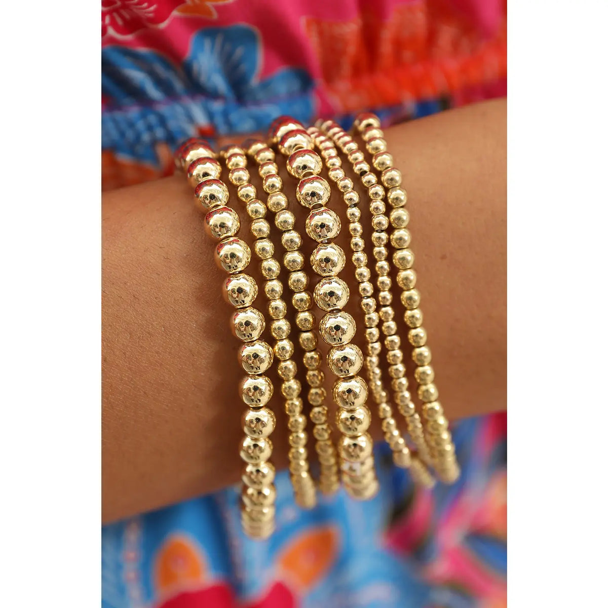 Gold Minimalist Beaded Bracelet Set