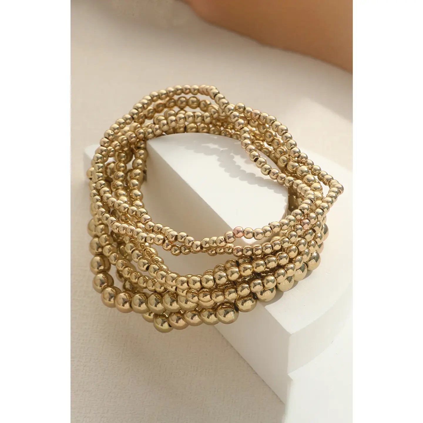 Gold Minimalist Beaded Bracelet Set