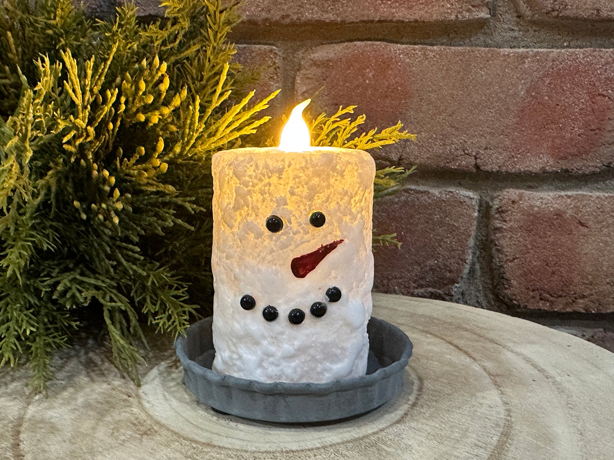 Snowman Votive Pillar Candle