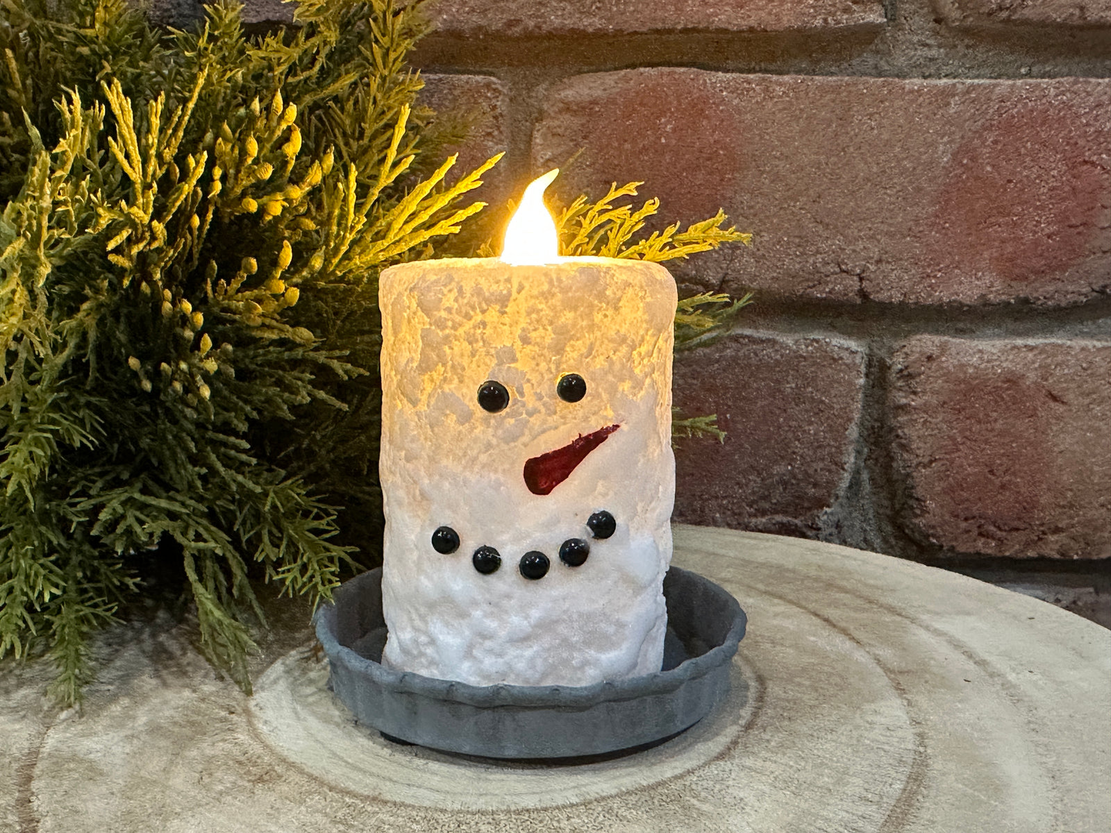 Snowman Votive Pillar Candle