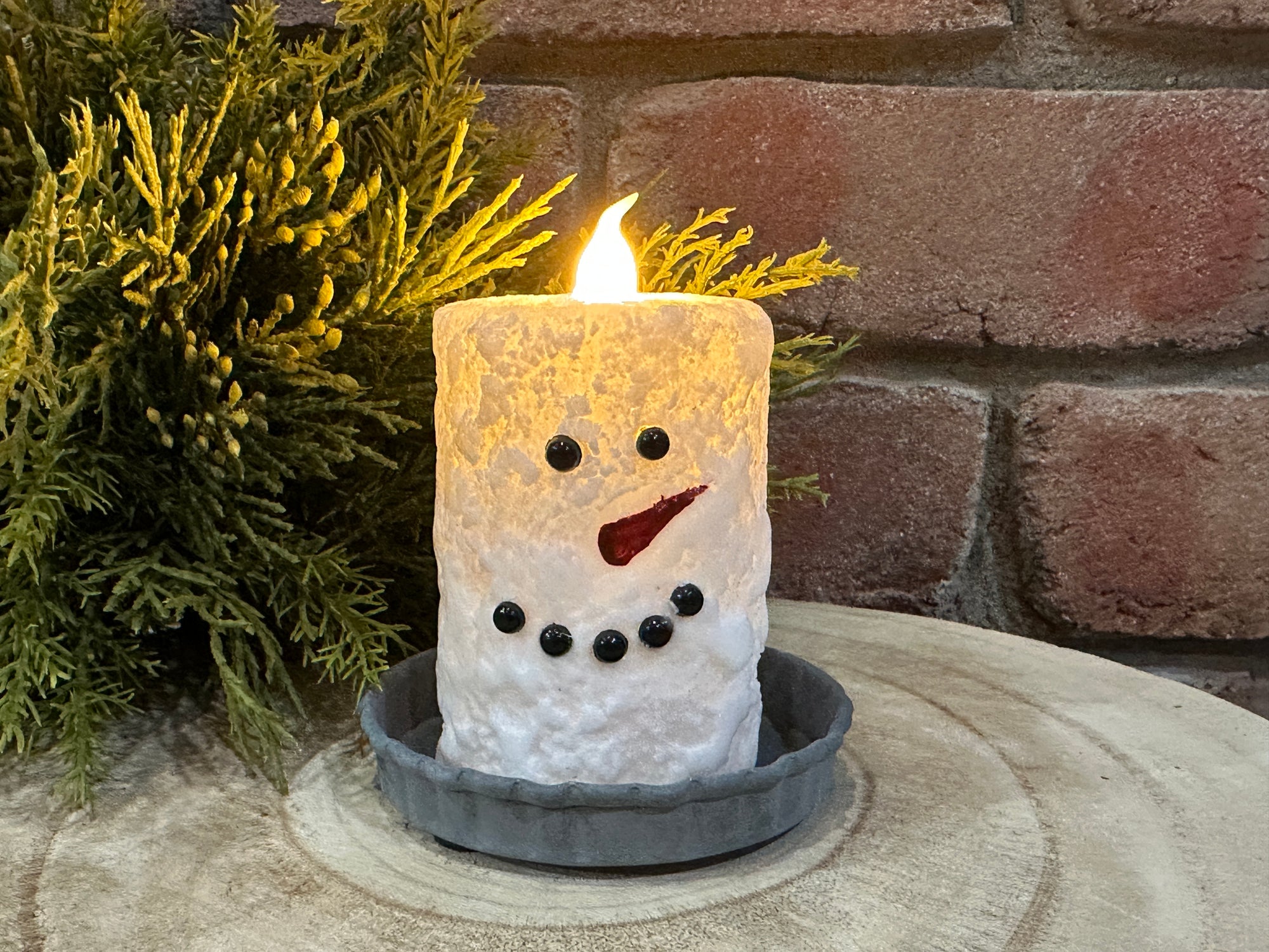 Snowman Votive Pillar Candle