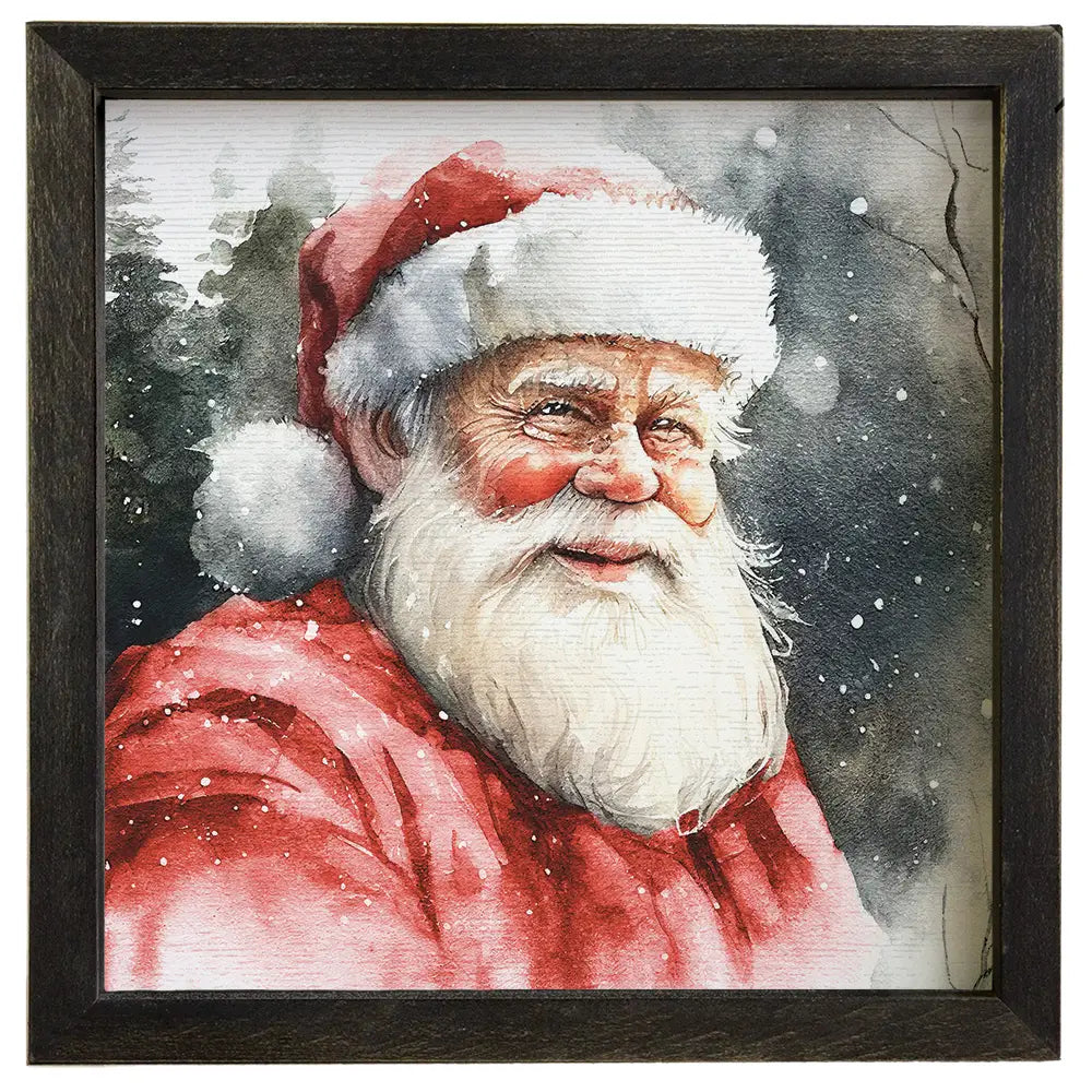 Watercolor Santa Framed Sign