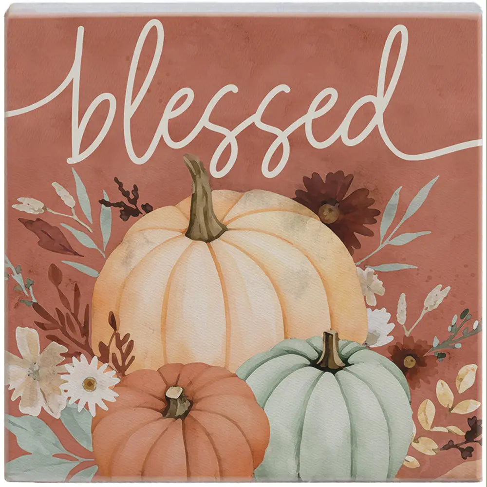 Blessed Pumpkins Wood Block Sign