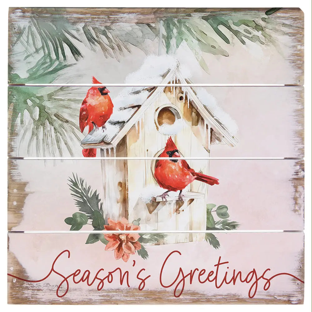 Season’s Greetings Cardinal Pallet Sign