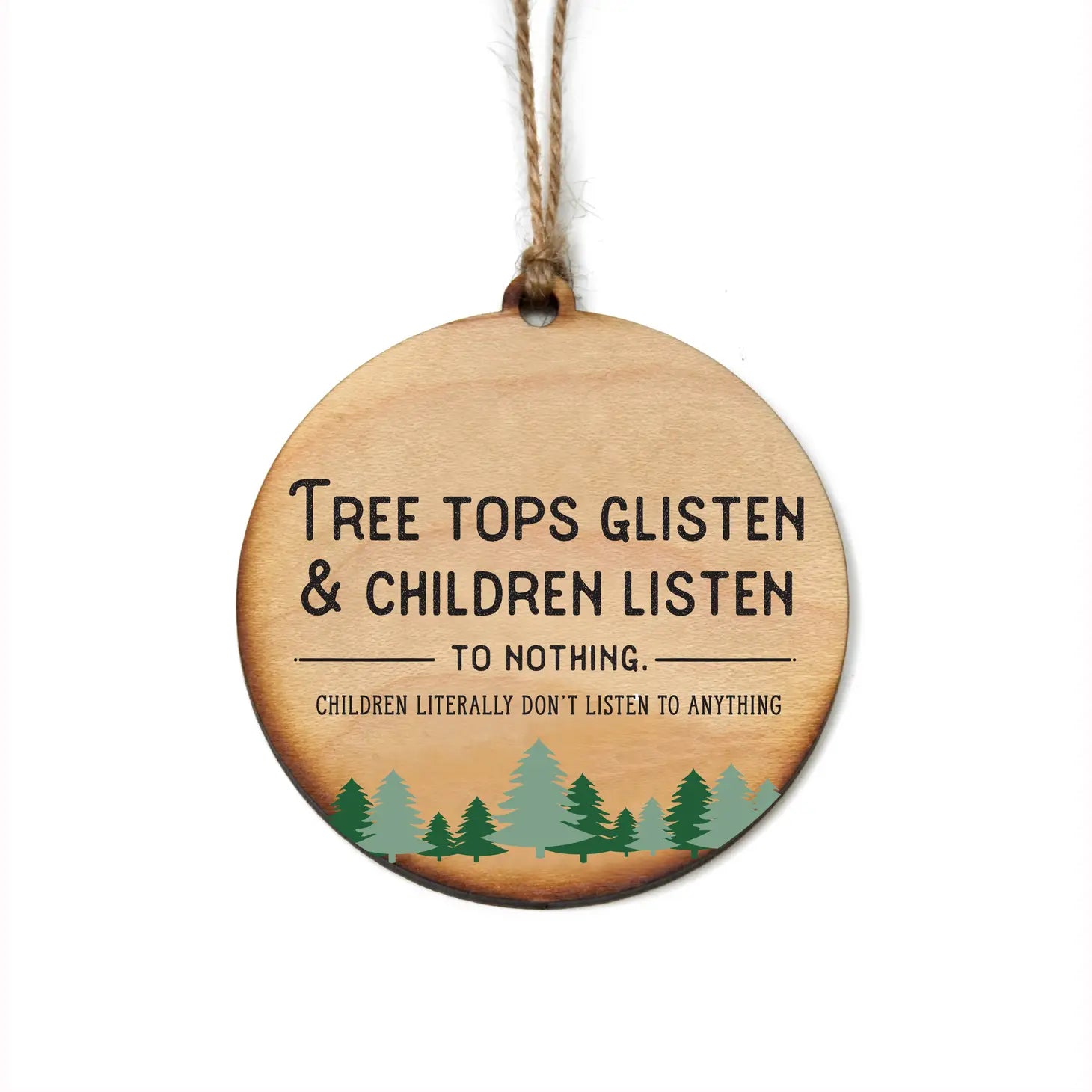 Tree Tops & Children Wood Ornament