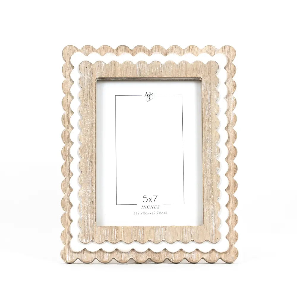 Scallop Photo Frame - Natural/White