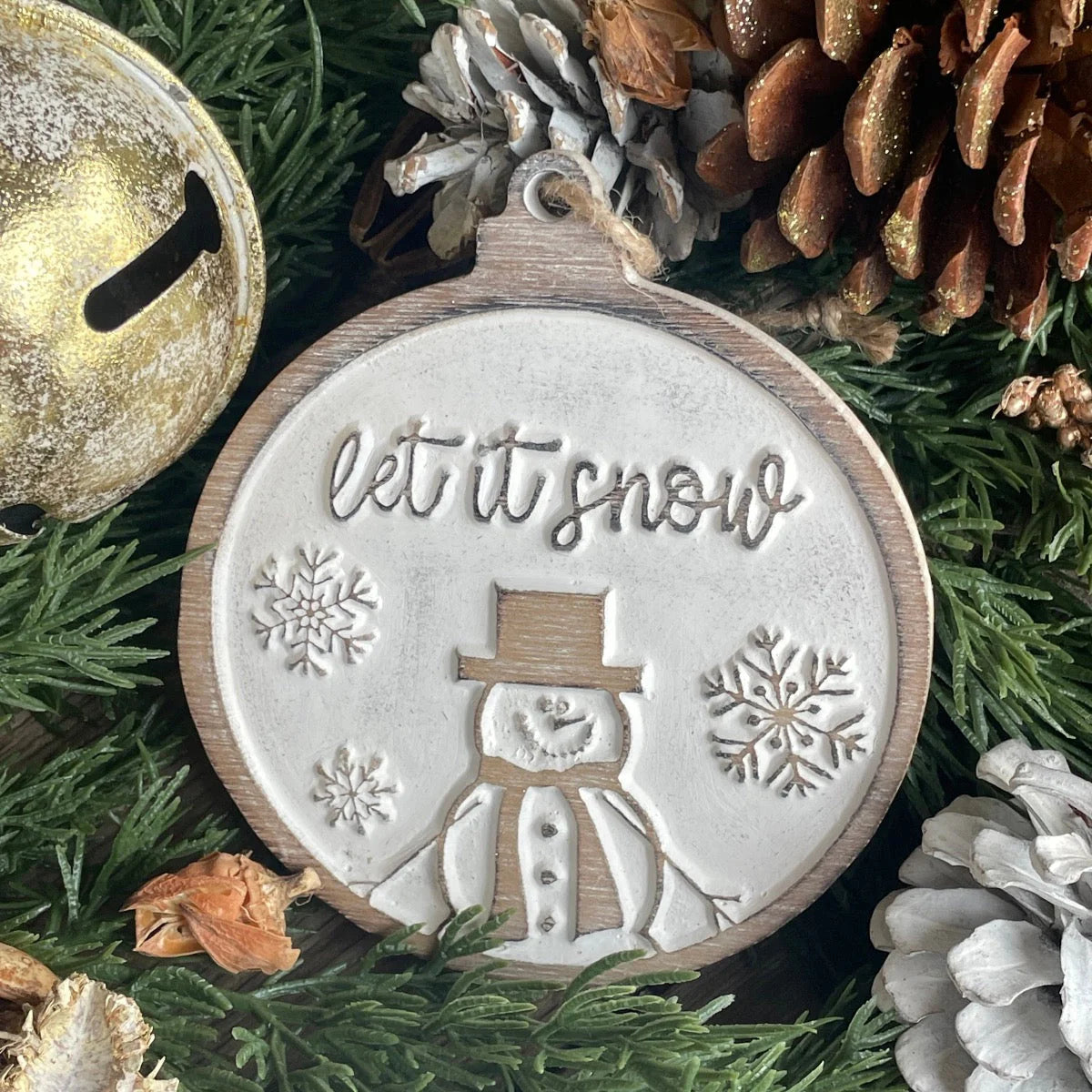 Let it Snow Carved Ornament