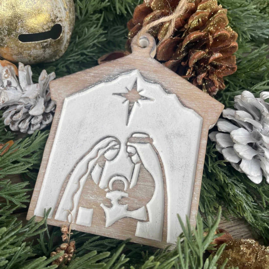 Nativity Scene Carved Ornament