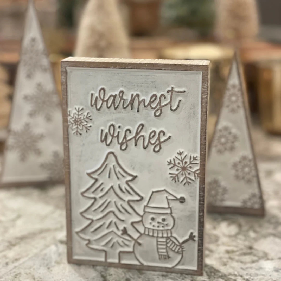 Warmest Wishes Carved Block