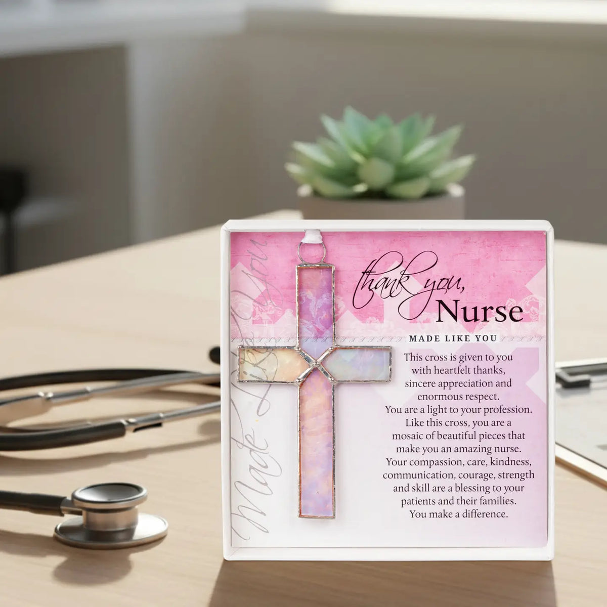 Nurse Thank You Stained Glass Cross