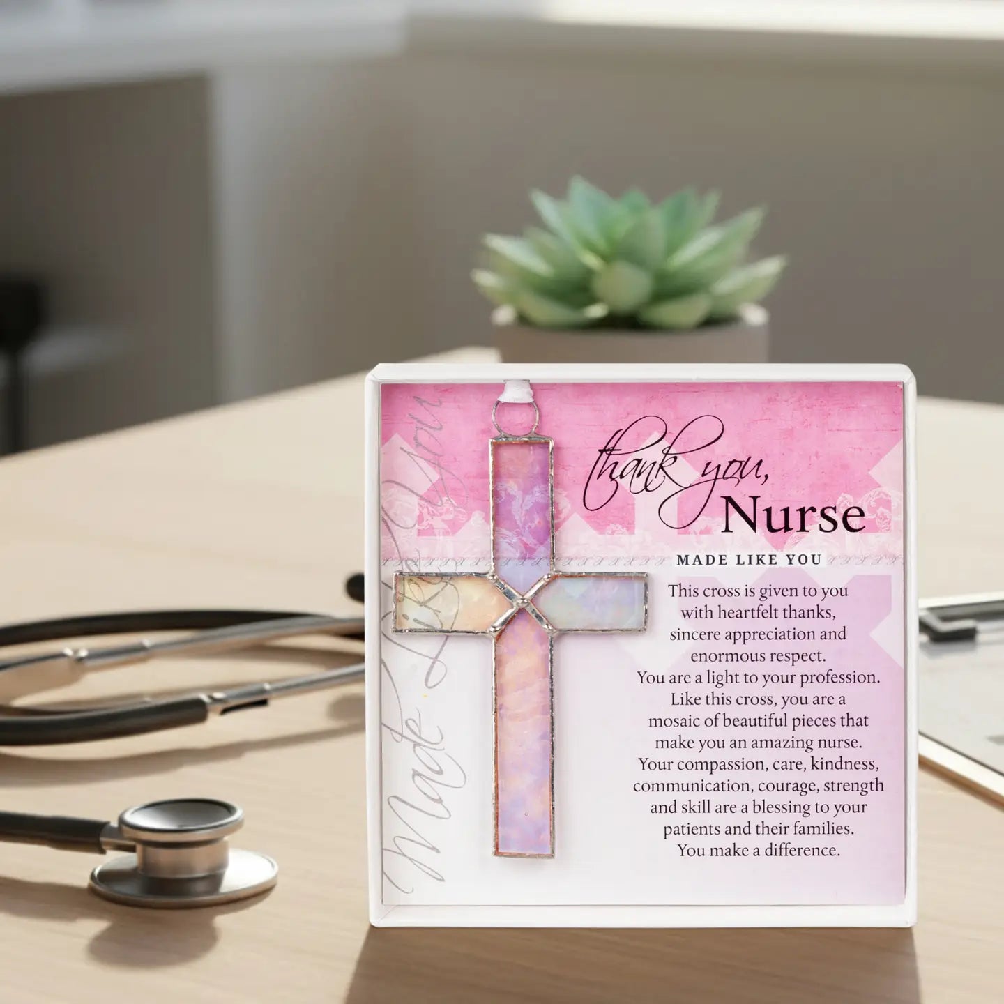 Nurse Thank You Stained Glass Cross