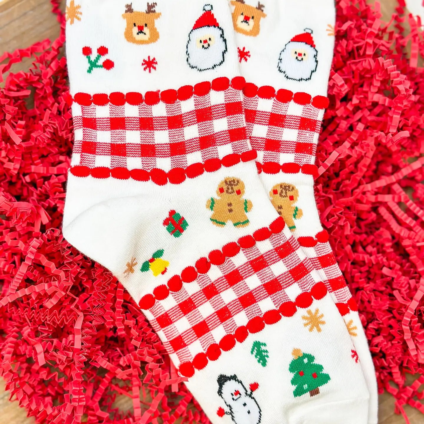 Holiday Gingham Crew Socks