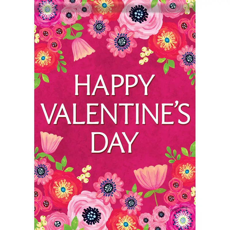 Valentines Floral Garden Flag