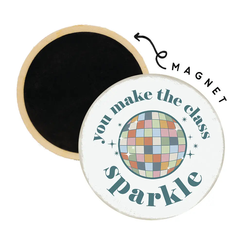 You make the class Sparkle Round Magnet