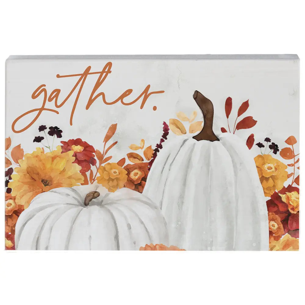 Gather Pumpkins Wood Block Sign