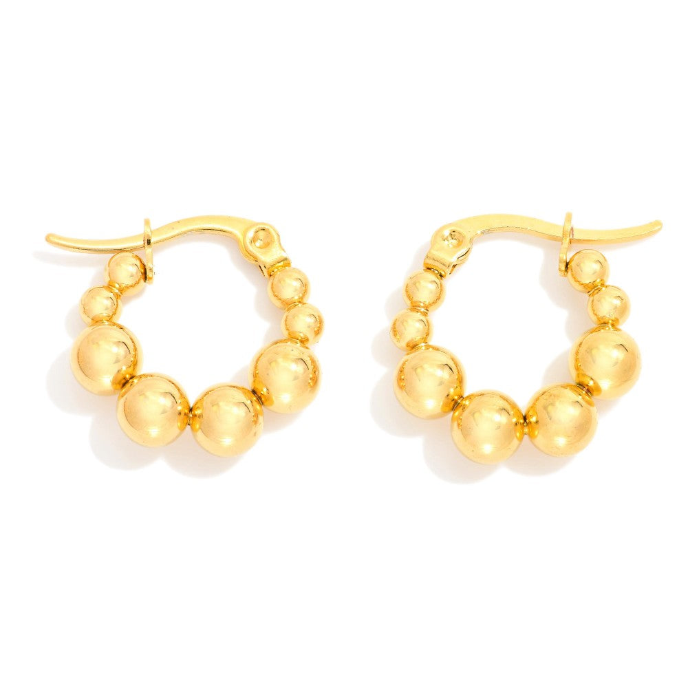 Graduated Beaded Hoop Earrings