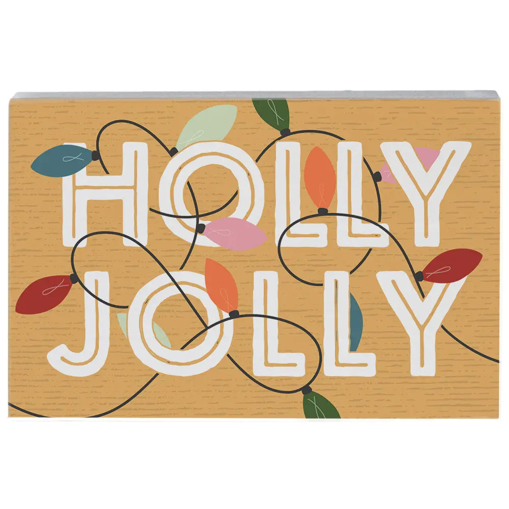 Holly Jolly Wood Block Sign