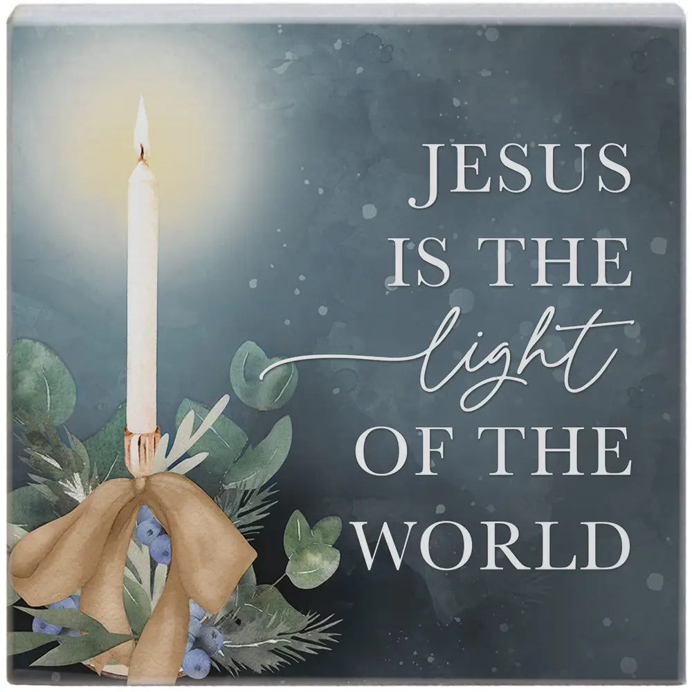 Jesus Light of World Wood Block Sign