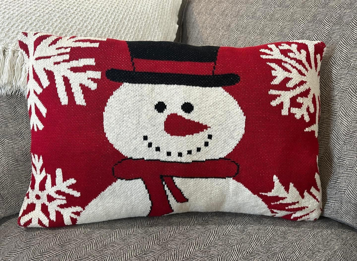 Snowman &amp; Snowflakes Pillow