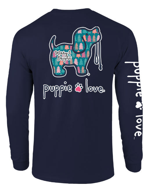 Puppie Love Merry and Bright Pup Long Sleeve Tee