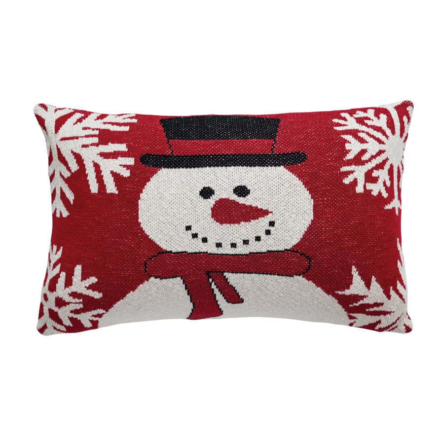 Snowman &amp; Snowflakes Pillow