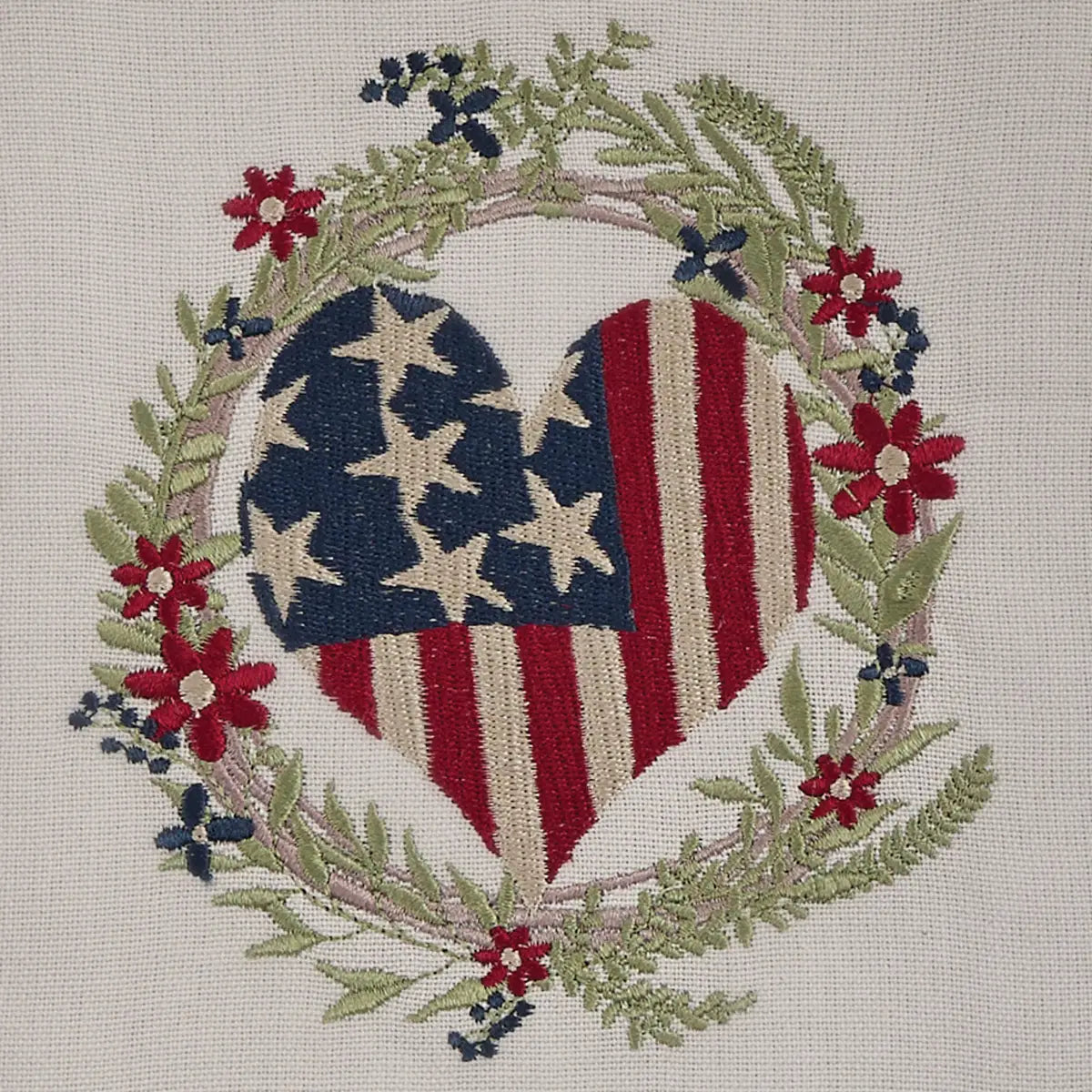 Wreath with Flag Heart Dishtowel