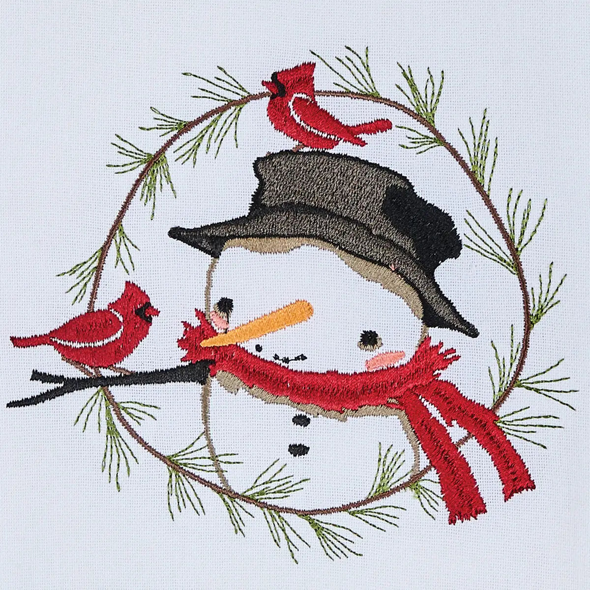 Snowman and Pine Wreath Towel