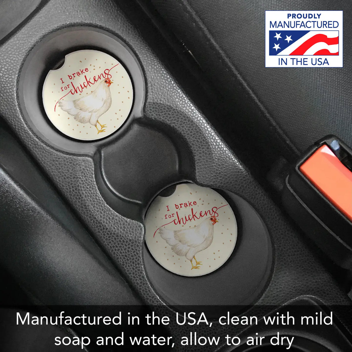 I brake for chickens car coaster