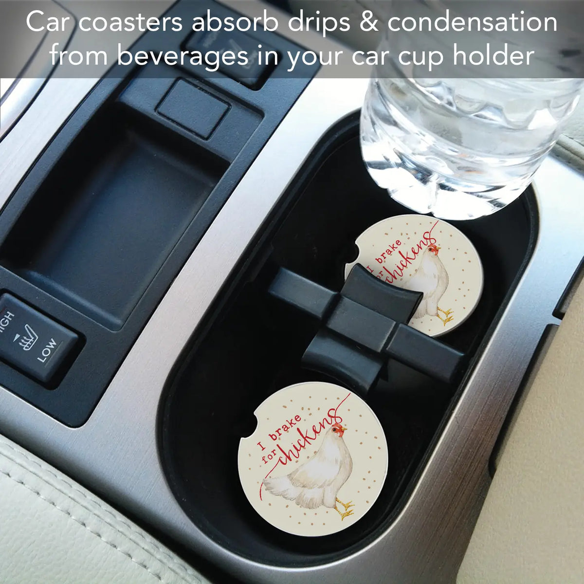 I brake for chickens car coaster