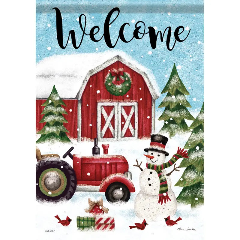 Farm Christmas Garden Flag