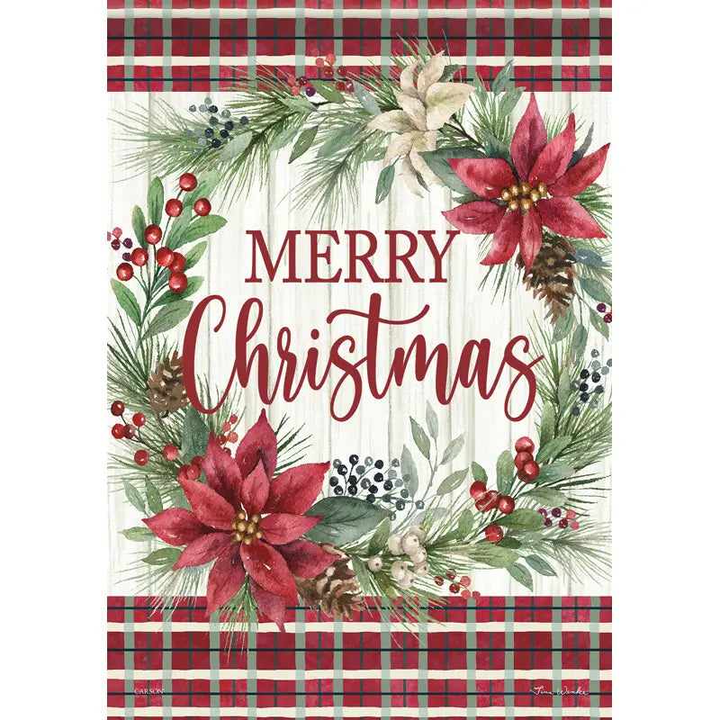 Poinsettia Wreath Garden Flag