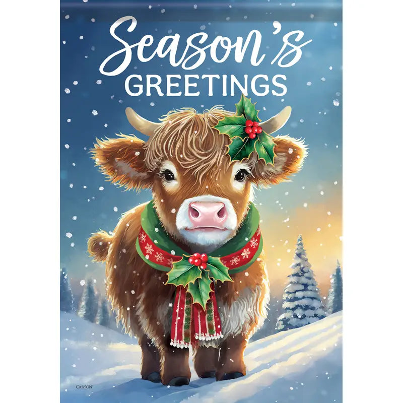 Season’s Greetings Cow Garden Flag