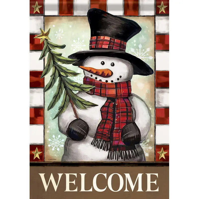 Snowman Welcome Garden Flag