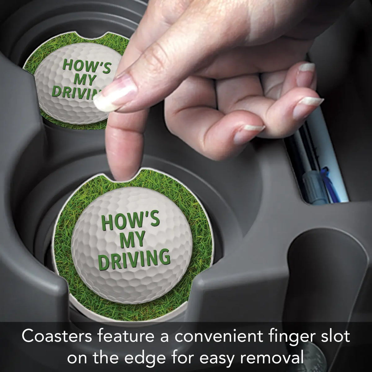 How’s my driving Golf car coaster